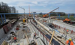 Bauarbeiten der DB AG für Schienenanbindung BBI