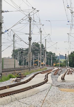 Gleisbauarbeiten im Anschwenkbereich